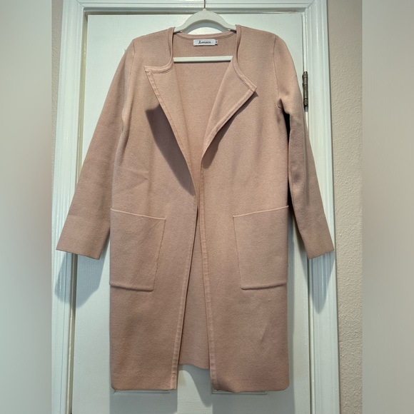 ANRABESS Open Front Knit Lightweight Cardigan - pink - medium - Picture 4 of 7